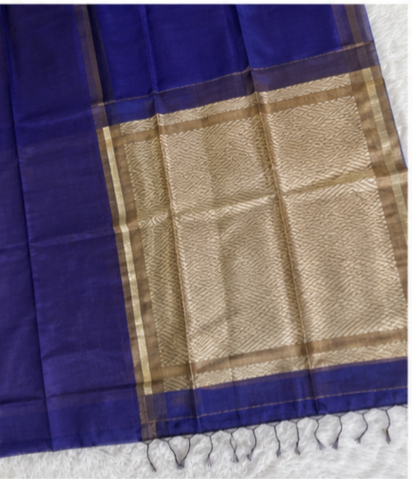 Ink Blue Khadi Jhari Sarees