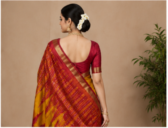 Dola Silk Sarees With Temple Border(Orange And Red)