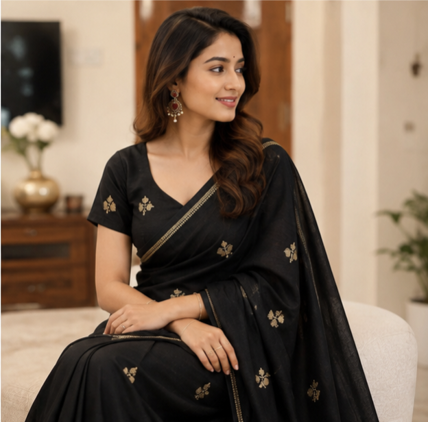 Tusser silk saree Orange