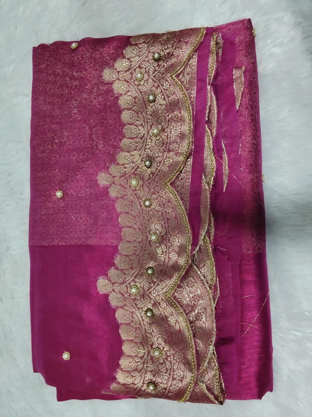 Pink issue scalo hand embroidery saree
