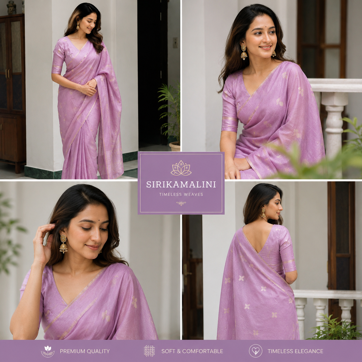 Tusser silk saree lotus pink