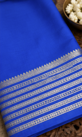 Semi crepe saree Royal 💙 blue