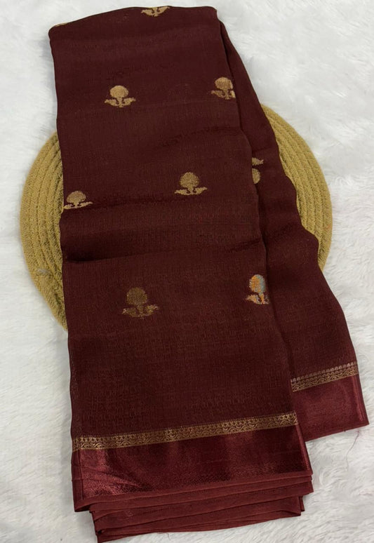 Tusser silk saree  (Brown)