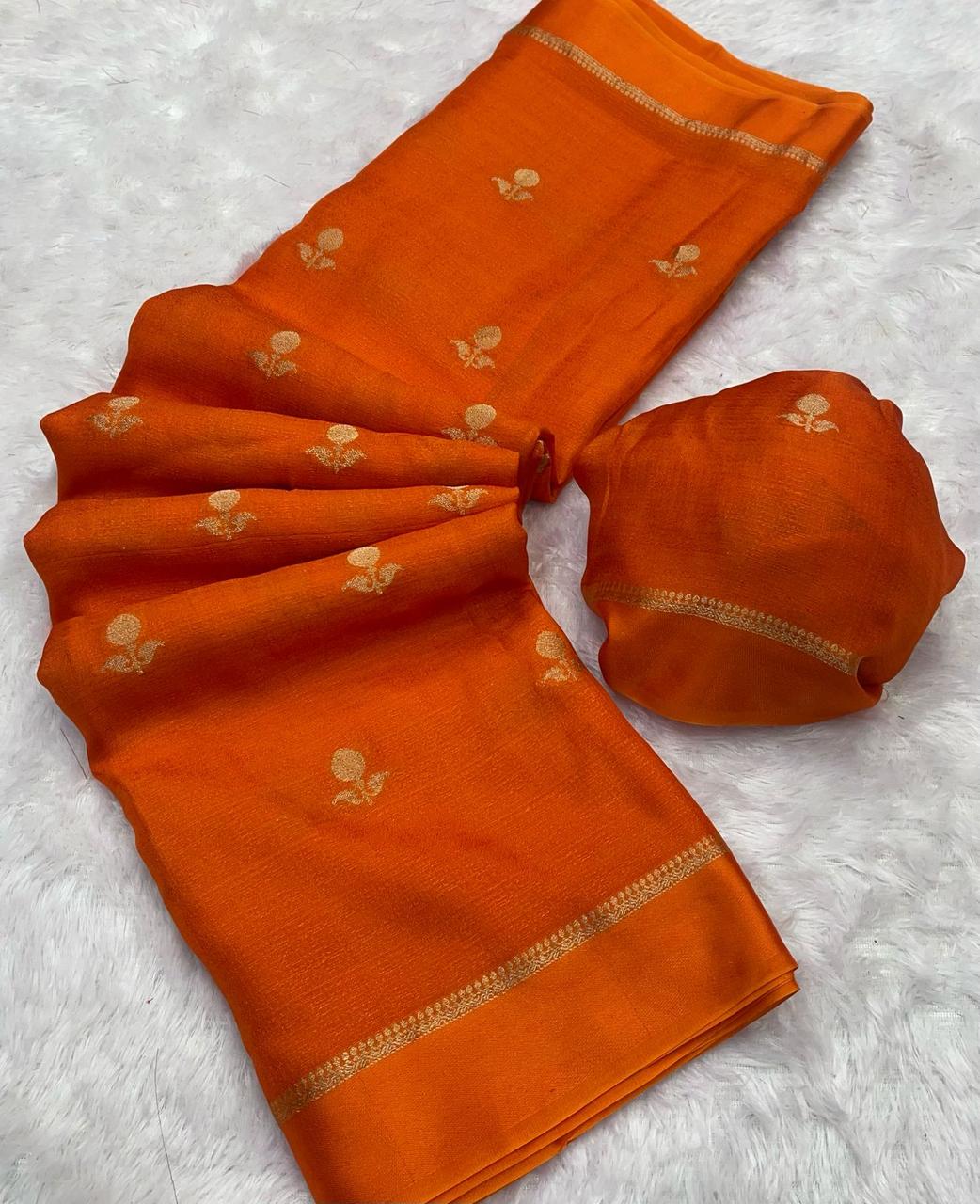 Tusser silk saree (orange)