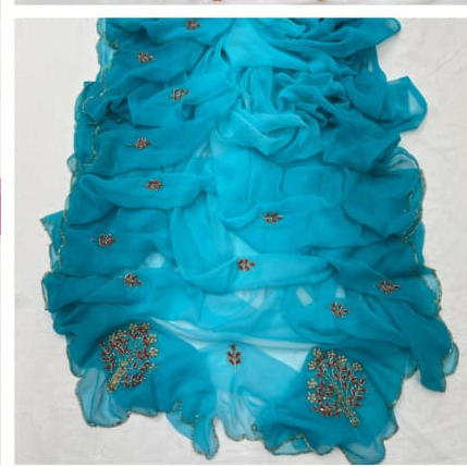 Soft georgette saree with seroski handwork 💙 blue