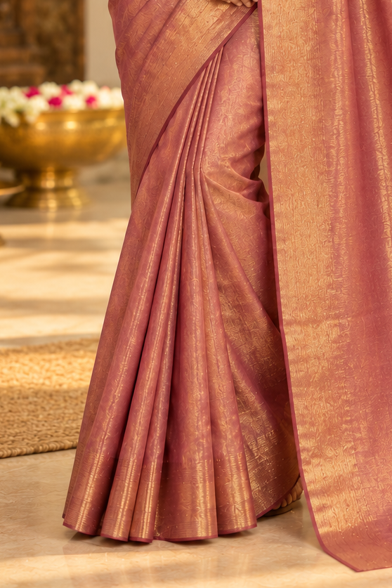 Gold Tissue cotton saree (maroon)