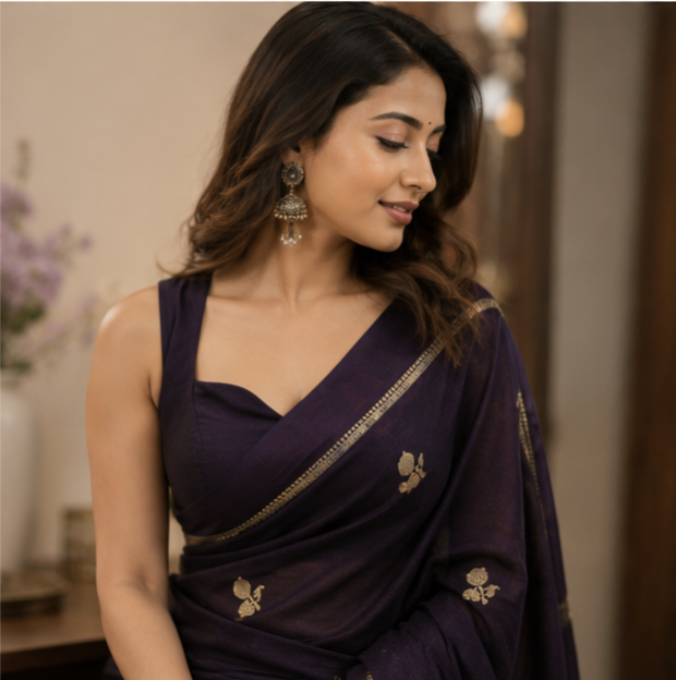 Tusser silk saree(purple)