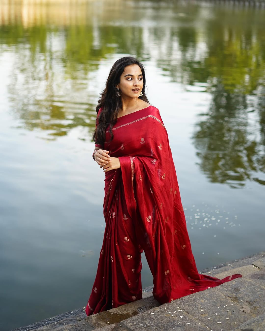 Tusser silk sarees maroon