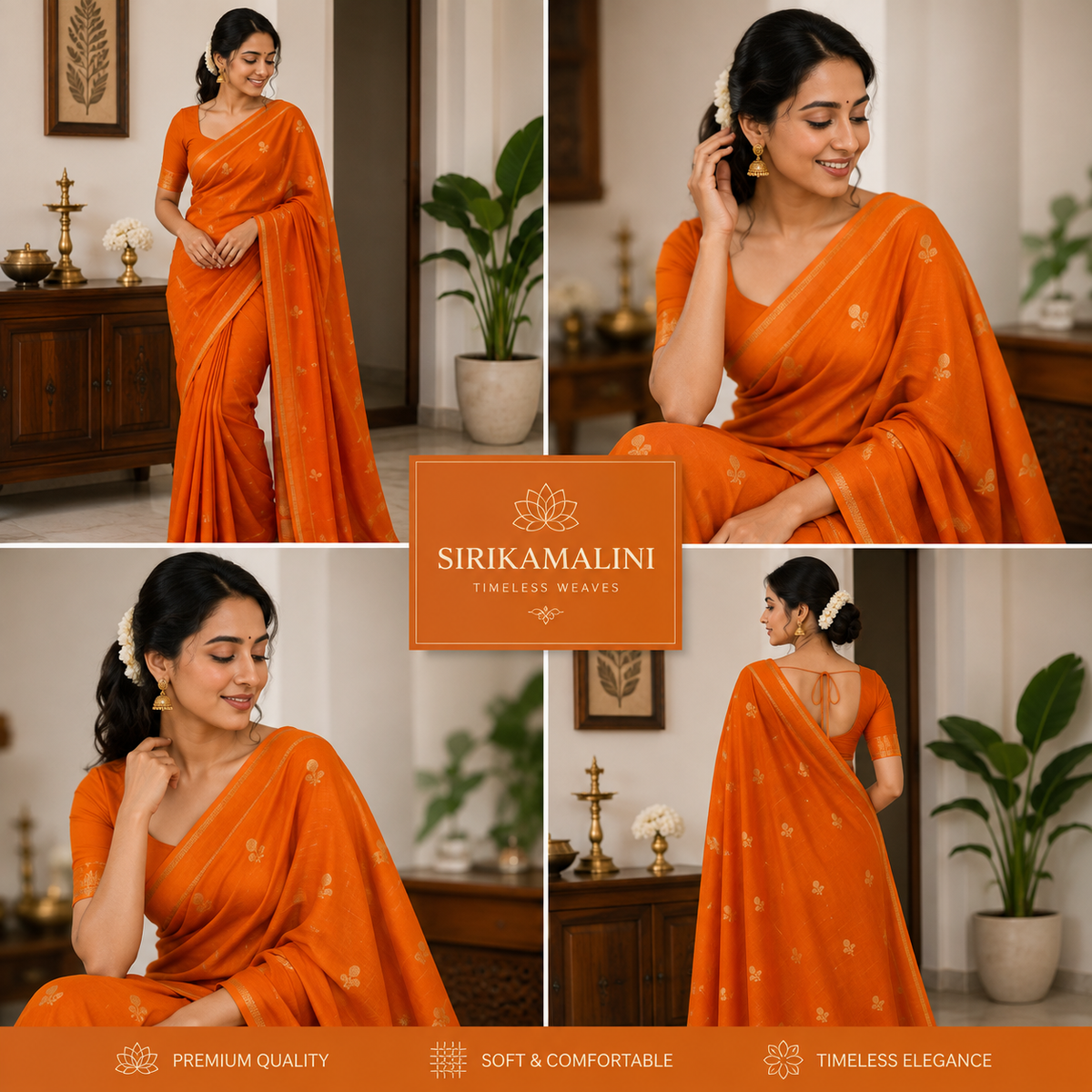 Tusser silk saree (orange)