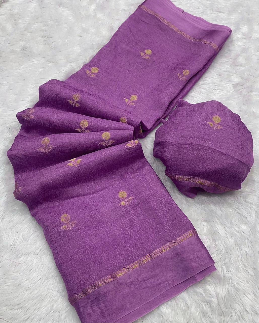 Tusser silk saree lotus pink