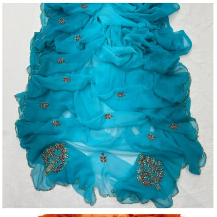 Soft georgette saree with seroski handwork 💙 blue