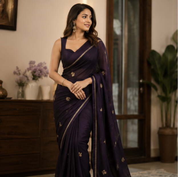 Tusser silk saree(purple)