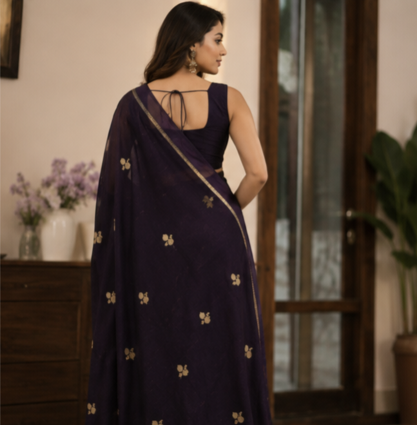 Tusser silk saree(purple)