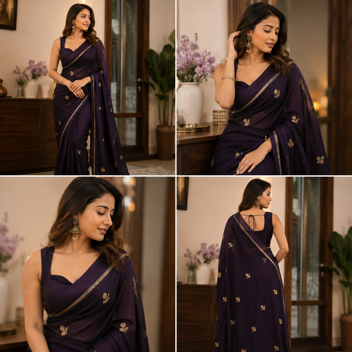 Tusser silk saree(purple)