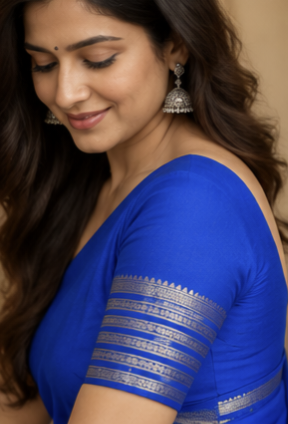 Semi crepe saree Royal 💙 blue