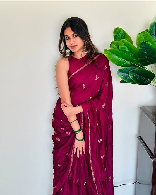 Tusser silk sarees maroon