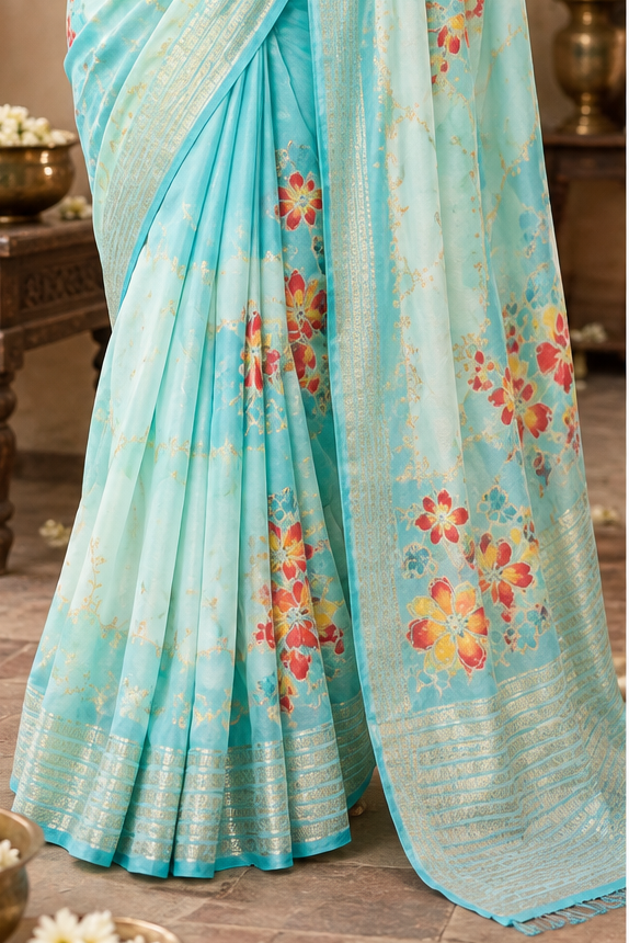 Marshmellow Rangkat saree (blue)