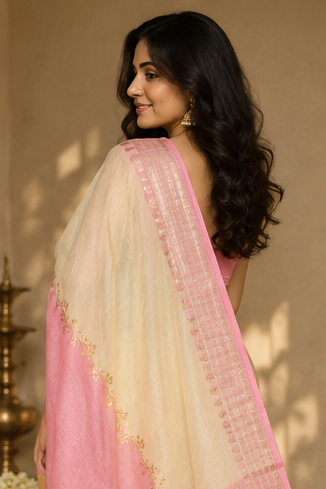 Marshmellow Rangkart saree (pink)