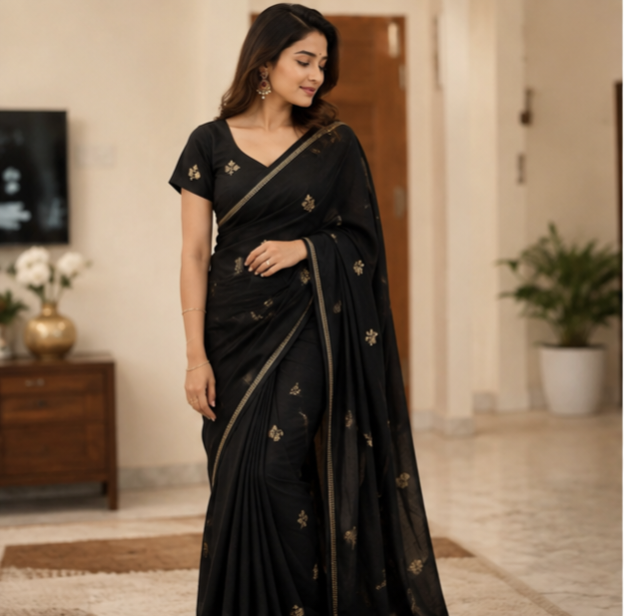 Tusser silk saree Orange