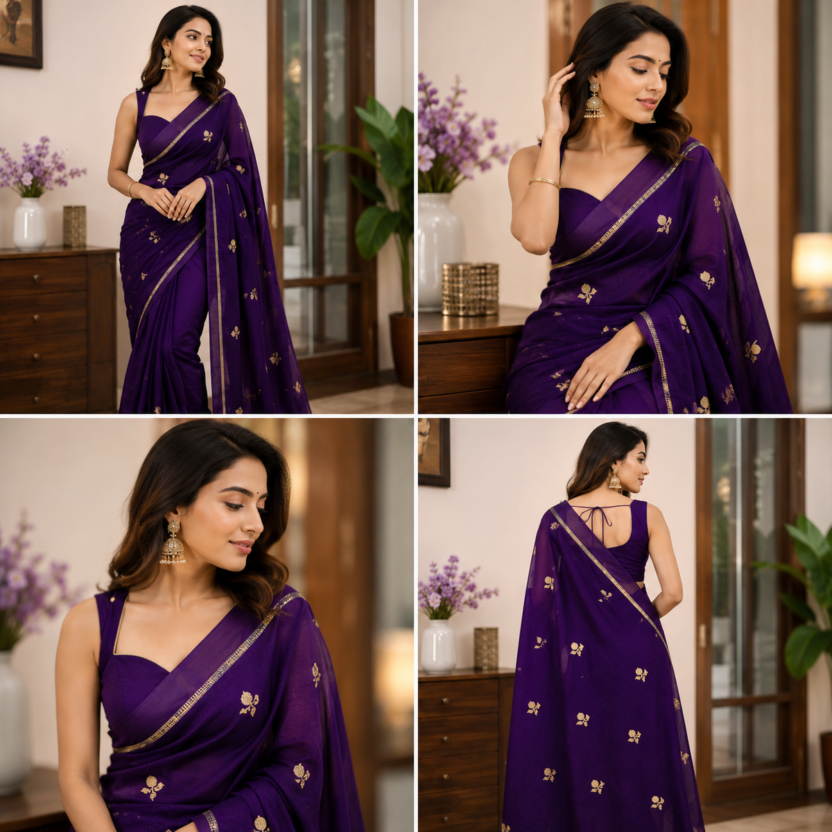 Tusser silk saree(purple)