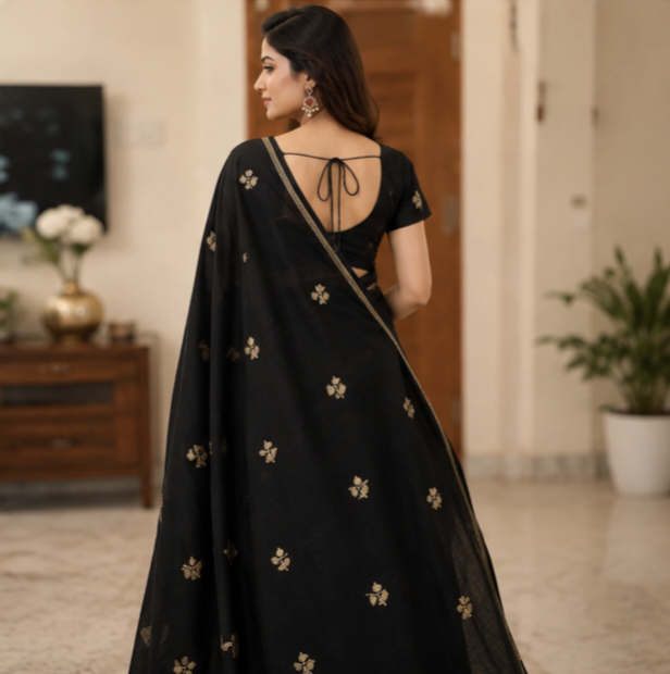 Tusser silk saree Orange