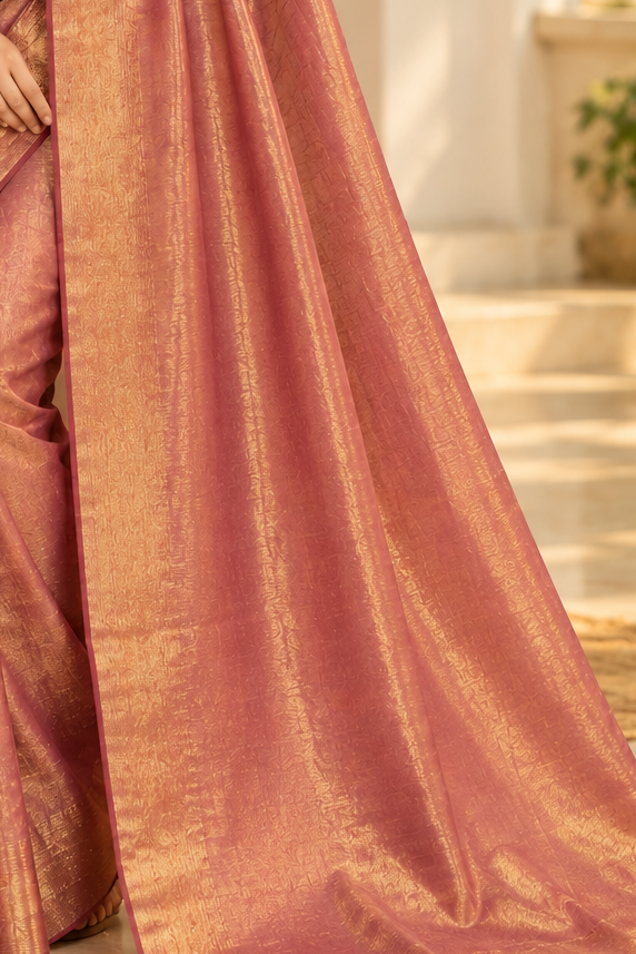 Gold Tissue cotton saree (maroon)