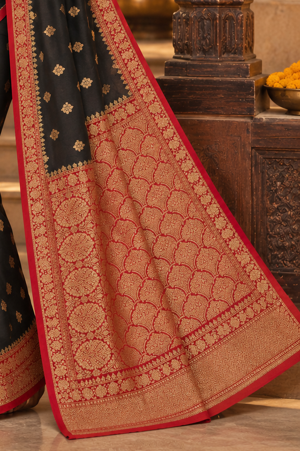 Banarasi brocade crepe  silk saree (black)