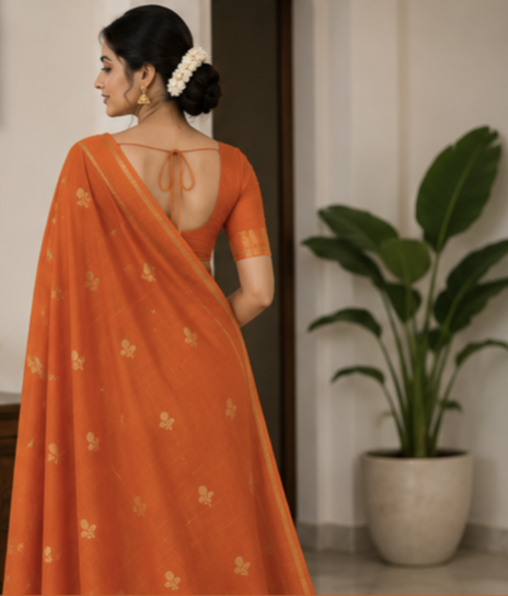 Tusser silk saree (orange)
