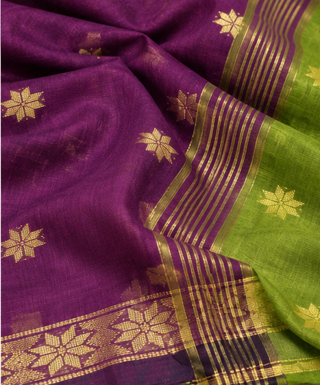 Premium cotton sarees (purple and green)