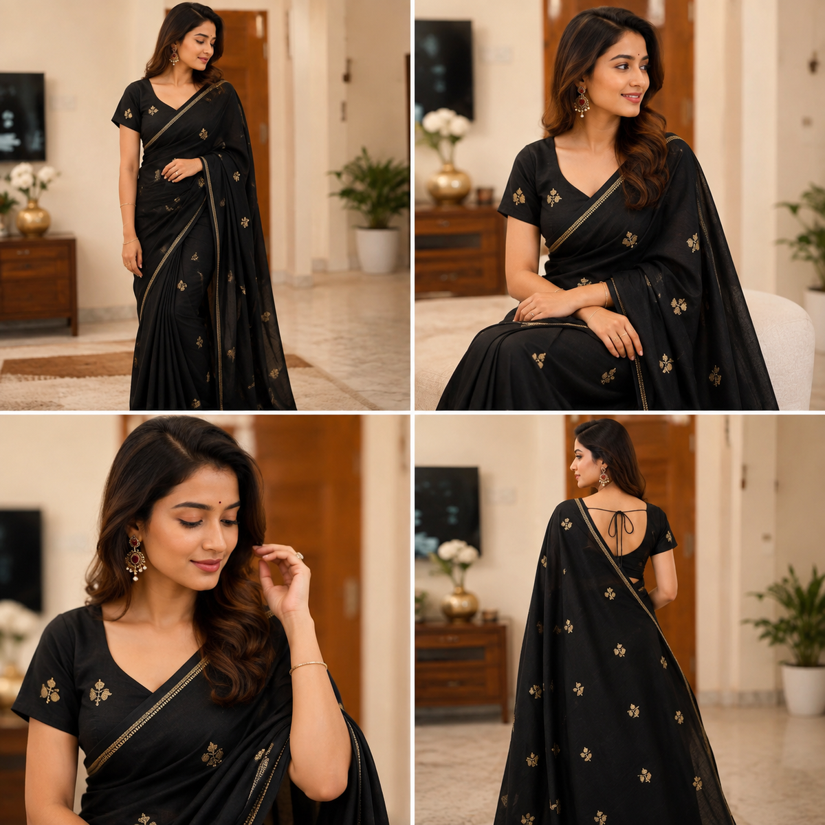 Tusser silk saree Orange