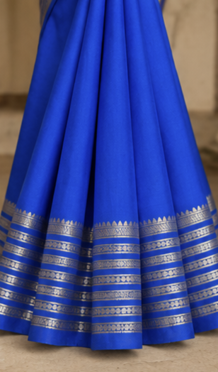 Semi crepe saree Royal 💙 blue