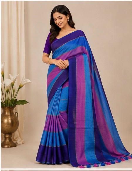 striped mull cotton saree
