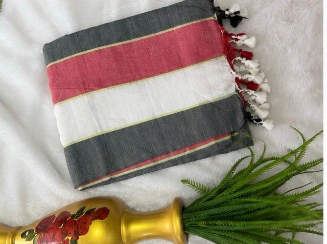 striped mull cotton saree