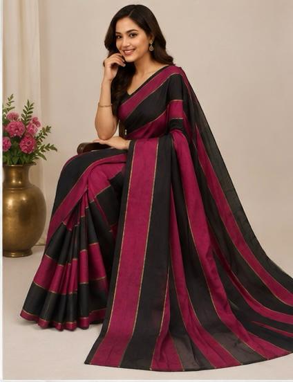 striped mull cotton saree