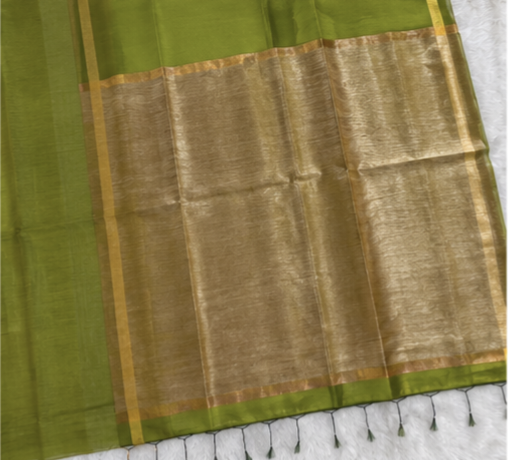 Parrot Green Khadi Jhari Sarees